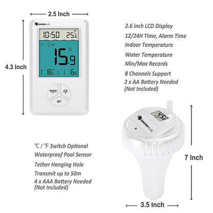 Rovux Kabelloses Pool-Thermometer